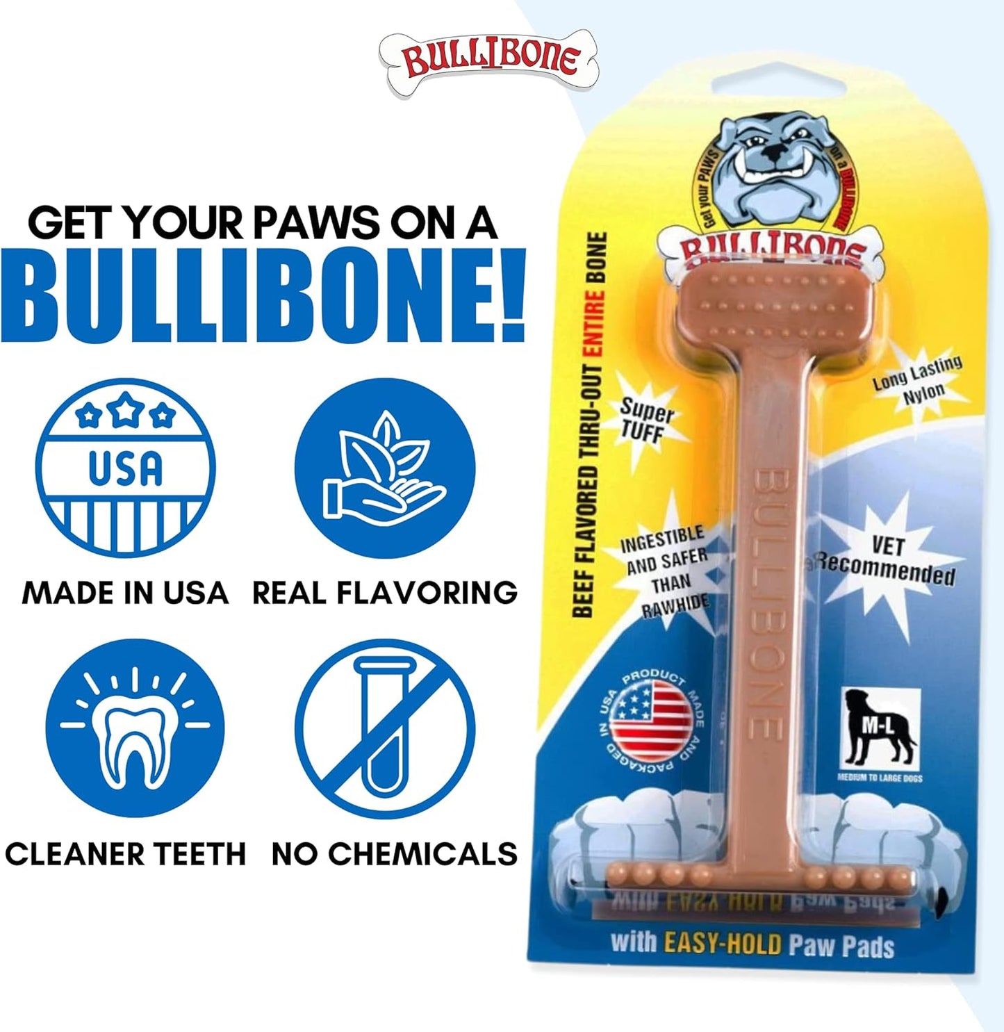 Nylon Dog Chew Toy Nylon Bone - Improves Dental Hygiene, Easy to Grip Bottom, and Permeated with Flavor (Beef, Small - 2 Pack)