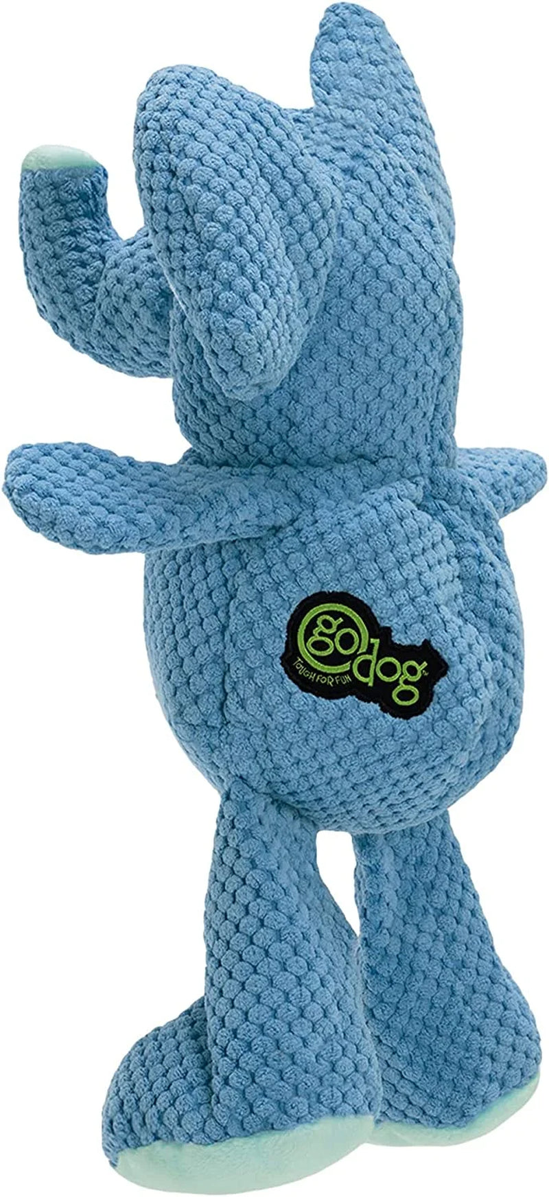 Checkers Elephant Squeaky Plush Dog Toy, Chew Guard Technology - Blue, Large