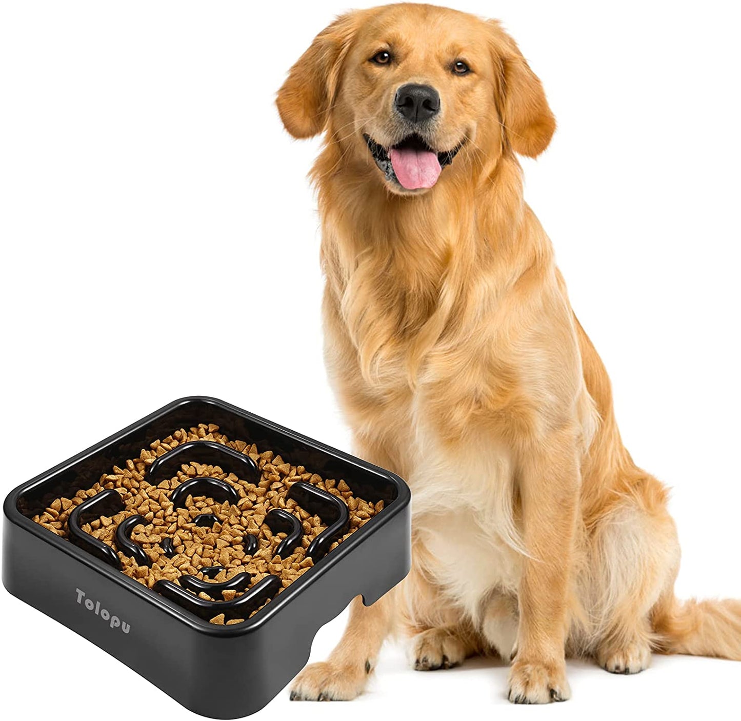 Extra-Large Durable ABS Large Slow Feeder Dog Bowls(10 Cups Capacity) Stop Bloat Bowl Anti-Choking &Anti-Gulping & Fun Feeding Bowl (Large, Black)