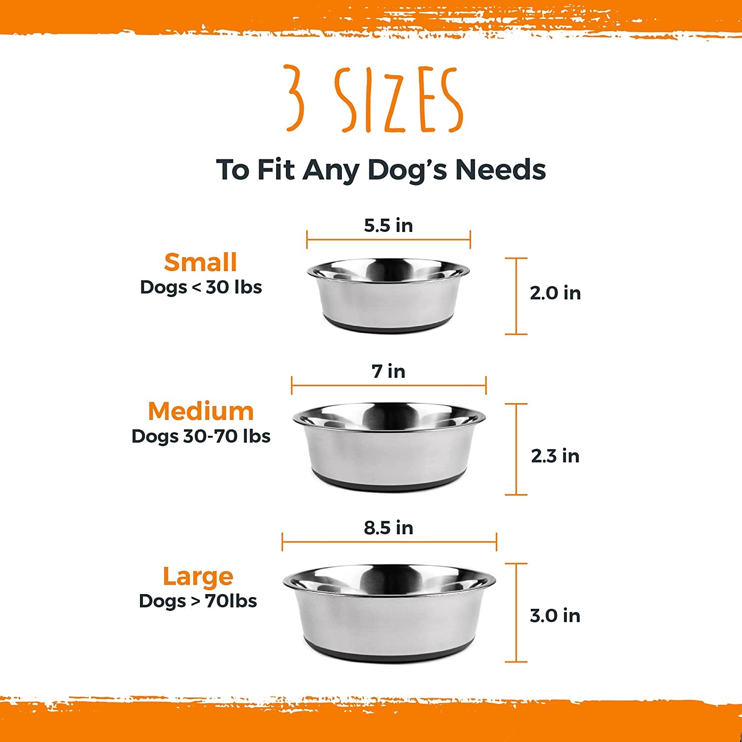 Dog Bowls Set - Non-Slip Bottom - No Spill Design - Dishwasher Safe - for Small and Large Pets - Stainless Steel Water Bowl - Pet Dishs - Steel Bowls - Doggie Bowl - (Small 5.5”)