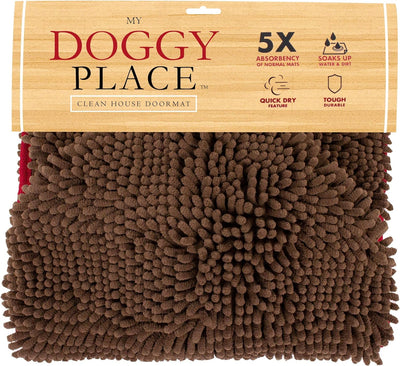 Dog Towel - Super Absorbent Microfiber Towel with Hand Pockets - Dog Bathing Supplies - Quick Dry Shammy Towel - Washer and Dryer Safe - Brown - 30 X 12.5 In