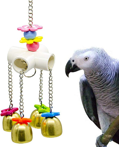 Bird Parrot Toy Colorful Bird Swing Toys with Bell Hanging Toy for Budgie Lovebirds Conures Small Parakeet Cages Decorative Accessories