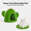 Cat Dog Bed Cat Cave Pet Dog House with Machine Washable Nest Cushion Green Cactus 16.5"