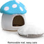 Warm Small Pet Animals Bed Dutch Pig Hamster Nest Hedgehog Rat Chinchilla Guinea Habitat Mini House, Blue Mushroom